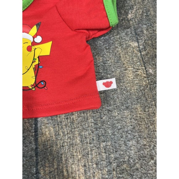 Build A Bear Workshop Stuffed Animal T Shirt! Happy Holidays Pikachu Pokémon Red - Picture 3 of 8
